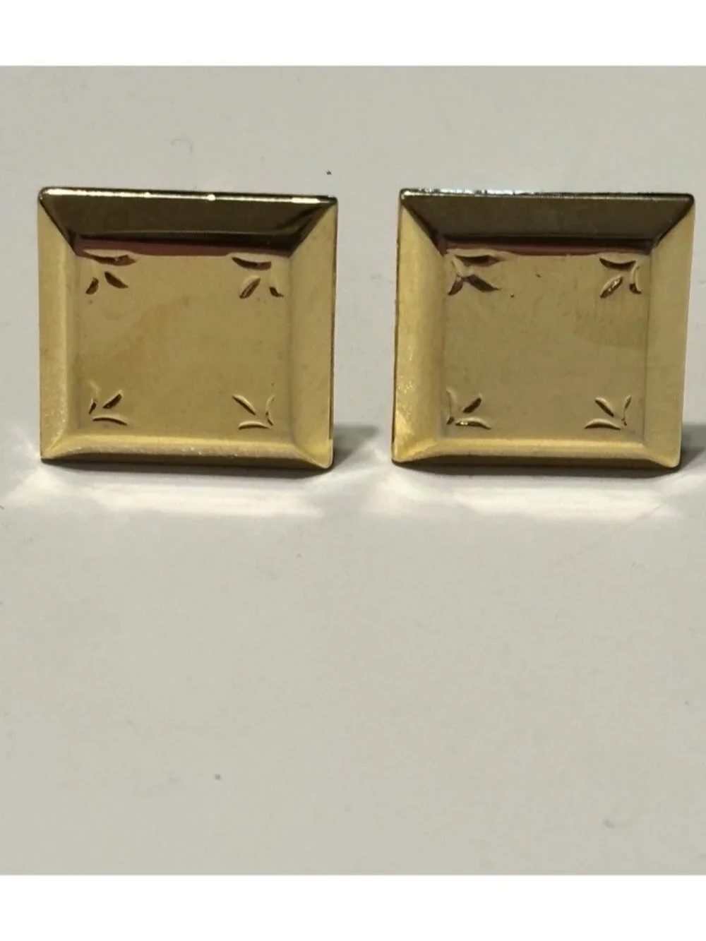 Vintage cufflinks Gold tone Square Polished Cuff Links Formal Wedding